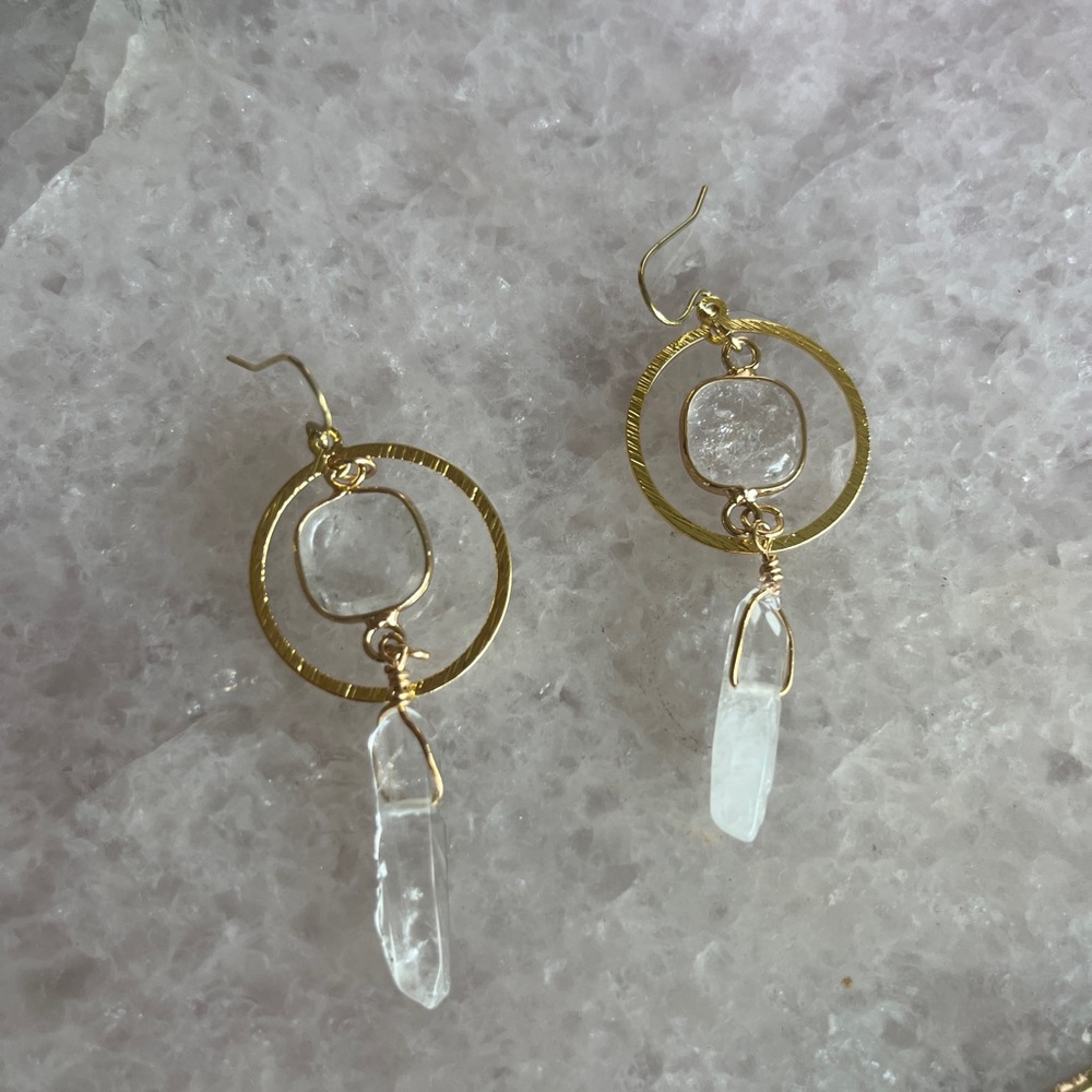 Elegant Gold and Clear Dangle Earrings